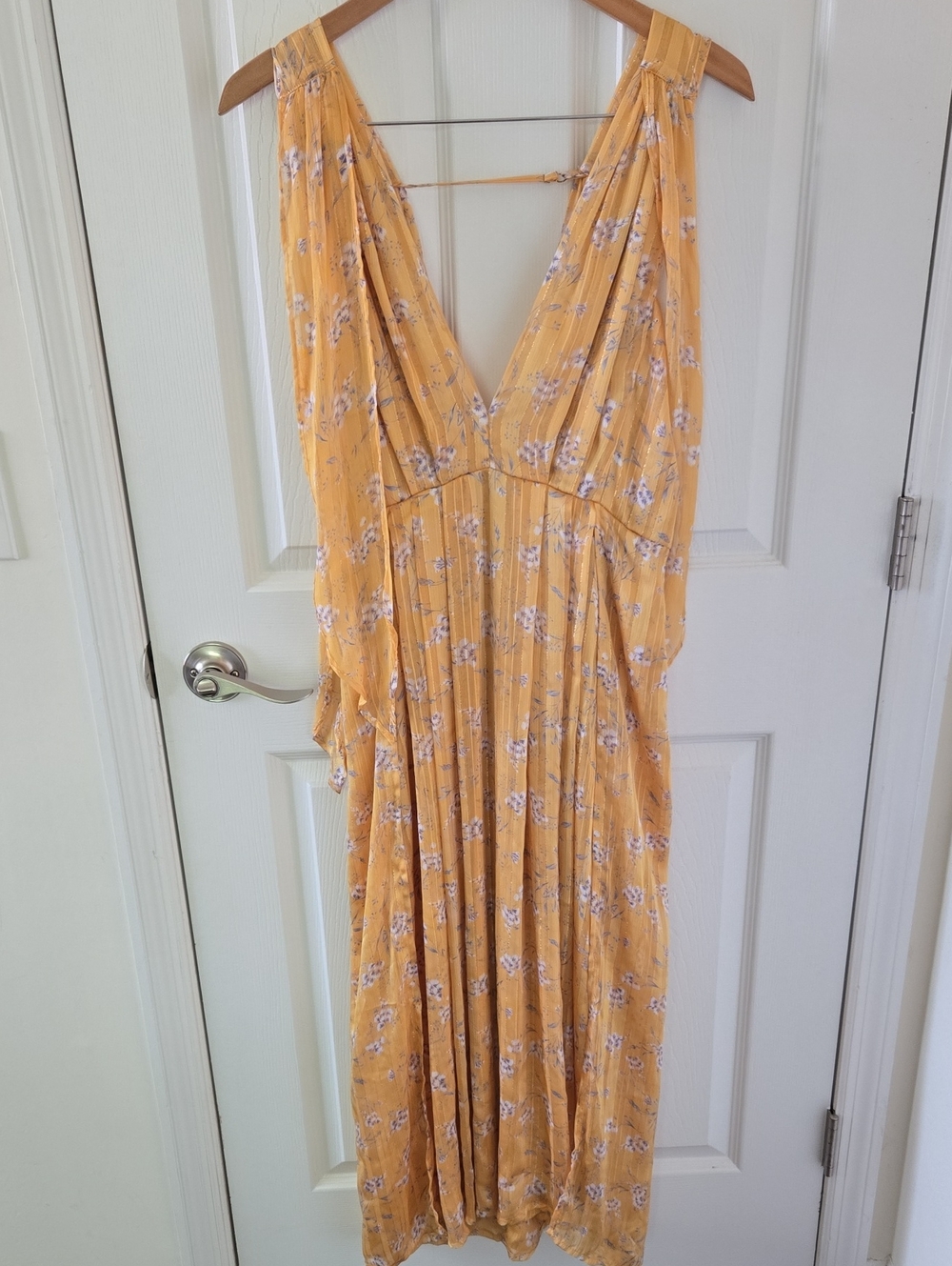 Sabina Musayev Kimber Yellow Fliral Dress Size L Beautiful $340 Like New